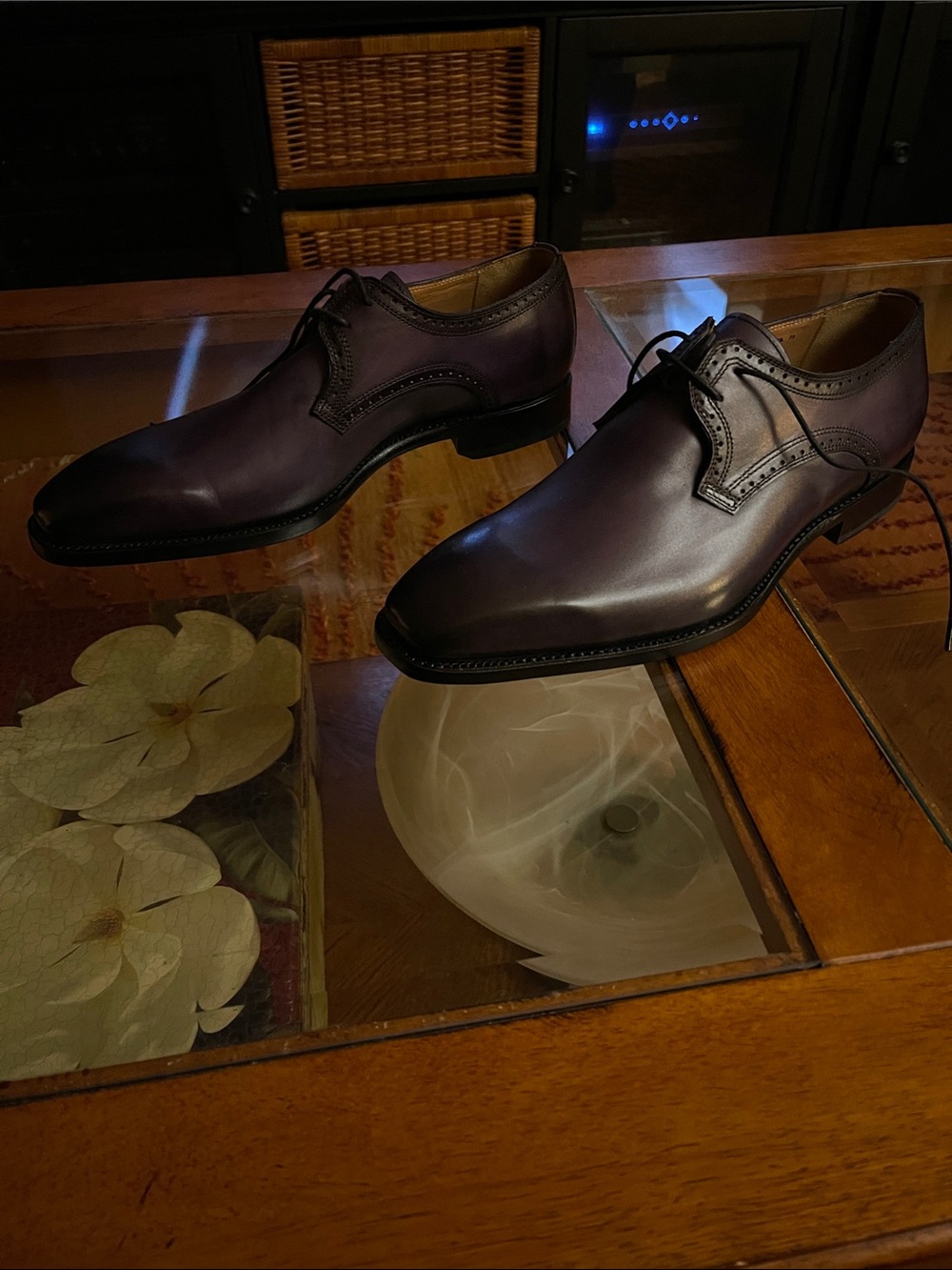 Men's Elegant Lace-Up Derby in Deep Plum Leather